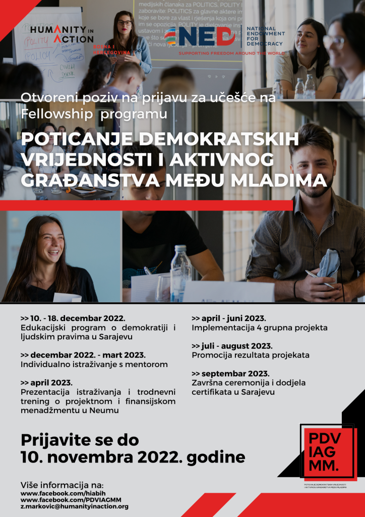PRILIKA ZA STUDENTE - Poziva za učešće na Humanity in Action PDVIAGMM programu