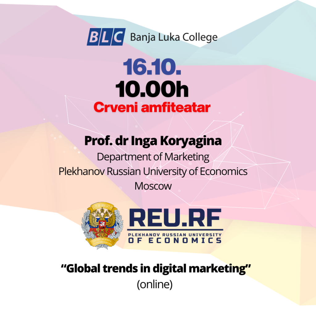 Online predavanje prof. dr Inge Koryagine, Katedra za marketing (Department of Marketing, Plekhanov Russian University of Economics)
